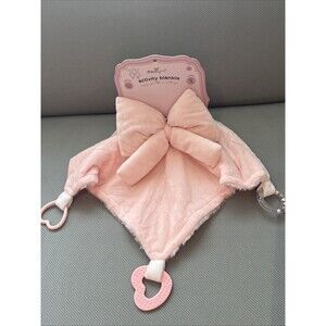 Dream Gro Pink Bow Activity Blankie Lovey Security Blanket Teether Rattle New
